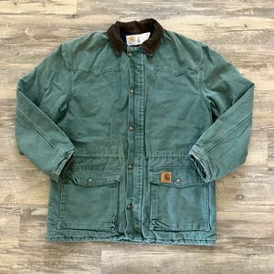 Vintage Carhartt CQ7194 Western Chore Barn Blanket Lined Coat Size Medium
